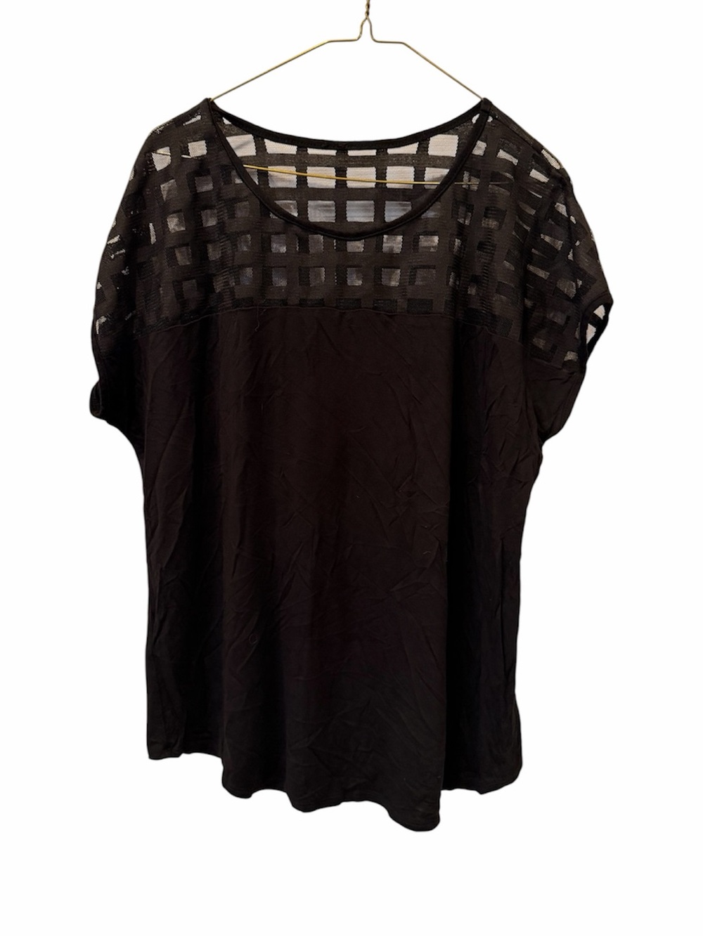 Black Short Sleeve Top with meshed design